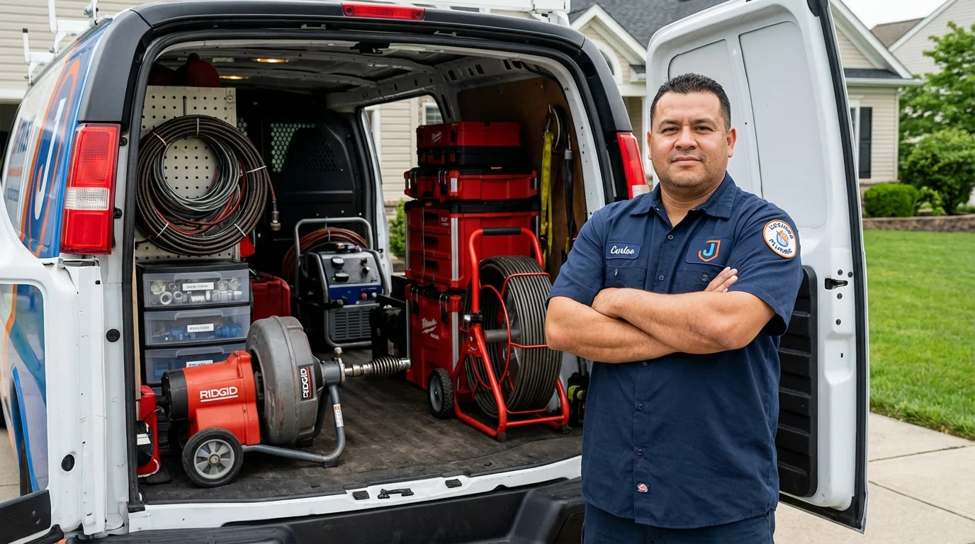 Professional drain cleaning equipment and Johns Plumbing LLC plumber in Ellenton