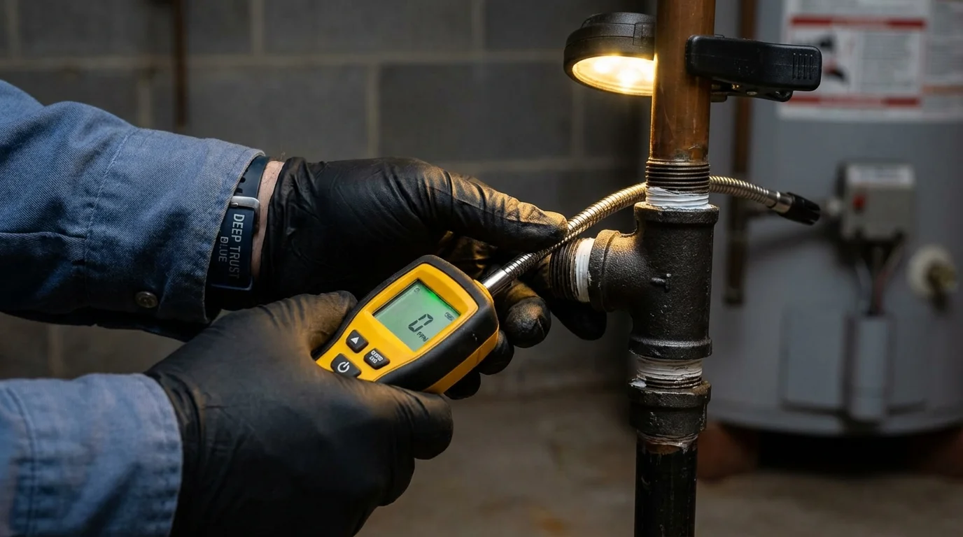 Gas leak detection with electronic sniffer by Johns Plumbing LLC in Ellenton