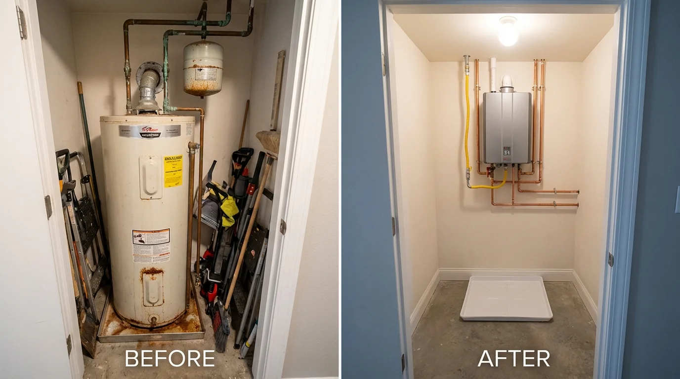 Tank water heater versus wall-mounted tankless unit comparison for Ellenton, FL homeowners